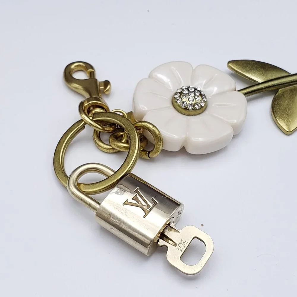 Authentic Louis Vuitton Lock & Key with Unbranded Flower Charm, Keychain - Picture 7 of 11